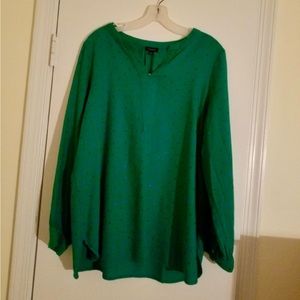 Talbots blouse, Size L, Green w/blue dots